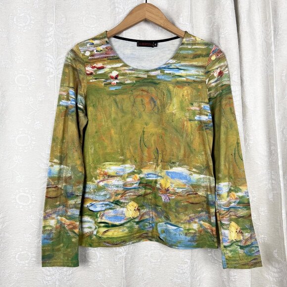 Claude Monet The Water Lily Pond v-neck long sleeve shirt Abertina Museum Vienna - Picture 1 of 6